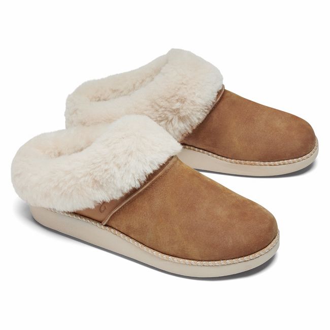 Olukai Women's Ku I Slipper - Tan / Bone US836-254